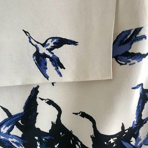 TIBI Bird Print Silk Longsleeve Mini Dress
